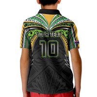 Custom Cook Islands Rugby League Kid Polo Shirt Tatau Tribal Motifs-Black Color - Polynesian Pride