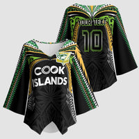 Custom Cook Islands Rugby League Kimono Sleeve Blouse Tatau Tribal Motifs-Black Color - Polynesian Pride