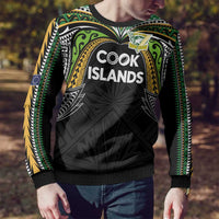 Custom Cook Islands Rugby League Ugly Christmas Sweater Tatau Tribal Motifs-Black Color - Polynesian Pride