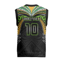 Custom Cook Islands Rugby League Christmas Knitted V-Neck Vest Tatau Tribal Motifs-Black Color - Polynesian Pride