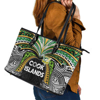Cook Islands Rugby League Leather Tote Bag Tatau Tribal Motifs-Black Color - Polynesian Pride