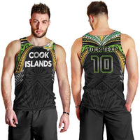 Custom Cook Islands Rugby League Men Tank Top Tatau Tribal Motifs-Black Color - Polynesian Pride