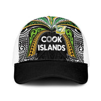 Cook Islands Rugby League Mesh Trucker Cap Tatau Tribal Motifs-Black Color LT03 One Size White Black - Polynesian Pride