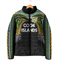 Custom Cook Islands Rugby League Padded Jacket Tatau Tribal Motifs-Black Color - Polynesian Pride