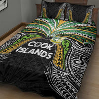 Cook Islands Rugby League Quilt Bed Set Tatau Tribal Motifs-Black Color - Polynesian Pride