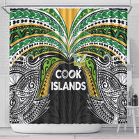 Cook Islands Rugby League Shower Curtain Tatau Tribal Motifs-Black Color - Polynesian Pride