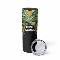 Custom Cook Islands Rugby League Skinny Tumbler Tatau Tribal Motifs-Black Color - Polynesian Pride