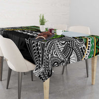 Cook Islands Rugby League Tablecloth Tatau Tribal Motifs-Black Color - Polynesian Pride