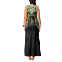 Custom Cook Islands Rugby League Tank Maxi Dress Tatau Tribal Motifs-Black Color - Polynesian Pride