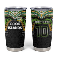 Custom Cook Islands Rugby League Tumbler Cup Tatau Tribal Motifs-Black Color - Polynesian Pride