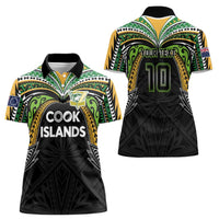 Custom Cook Islands Rugby League Women Polo Shirt Tatau Tribal Motifs-Black Color - Polynesian Pride