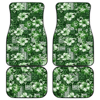 Hawaiian Quilt Pattern Car Mats Hibiscus and Tribal Element Vintage Green Vibe LT03 Green - Polynesian Pride