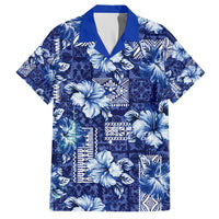 Hawaiian Quilt Pattern Hawaiian Shirt Hibiscus and Tribal Element Vintage Blue Vibe LT03 Blue - Polynesian Pride