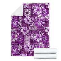 Hawaiian Quilt Pattern Blanket Hibiscus and Tribal Element Vintage Purple Vibe LT03 - Polynesian Pride