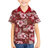 Hawaiian Quilt Pattern Hawaiian Shirt Hibiscus and Tribal Element Vintage Red Vibe LT03 - Polynesian Pride