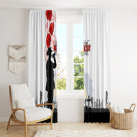 Tokelau ANZAC Day Window Curtain Lest We Forget Red Poppy Flowers and Soldier LT03 - Polynesian Pride