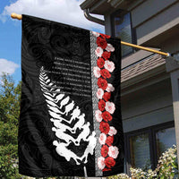 New Zealand ANZAC Day Garden Flag Soldier Silver Fern with Red Poppies Flower Maori Style LT03 - Polynesian Pride