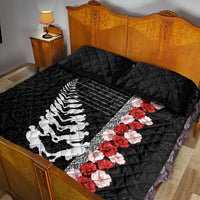 New Zealand ANZAC Day Quilt Bed Set Soldier Silver Fern with Red Poppies Flower Maori Style LT03 - Polynesian Pride