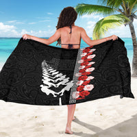New Zealand ANZAC Day Sarong Soldier Silver Fern with Red Poppies Flower Maori Style LT03 - Polynesian Pride