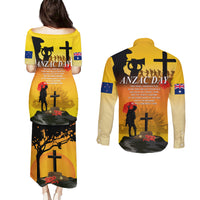 New Zealand and Australia ANZAC Day Couples Matching Puletasi and Long Sleeve Button Shirt Gallipoli Lest We Forget LT03 - Polynesian Pride