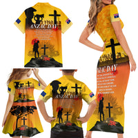 New Zealand and Australia ANZAC Day Family Matching Short Sleeve Bodycon Dress and Hawaiian Shirt Gallipoli Lest We Forget LT03 - Polynesian Pride