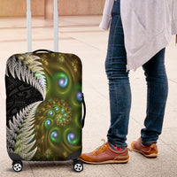 New Zealand Luggage Cover Koru Abstract Art and Silver Fern Maori Pattern