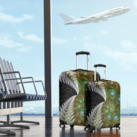 New Zealand Luggage Cover Koru Abstract Art and Silver Fern Maori Pattern