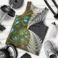 New Zealand Men Tank Top Koru Abstract Art and Silver Fern Maori Pattern LT03 - Polynesian Pride