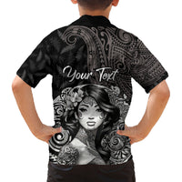 Custom New Zealand Women's Day Family Matching Long Sleeve Bodycon Dress and Hawaiian Shirt Maori Tribal Girl and Silver Fern Pattern LT03 - Polynesian Pride