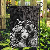 Custom New Zealand Women's Day Garden Flag Maori Tribal Girl and Silver Fern Pattern