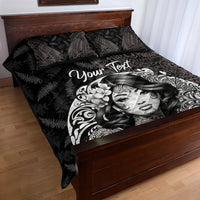 Custom New Zealand Women's Day Quilt Bed Set Maori Tribal Girl and Silver Fern Pattern
