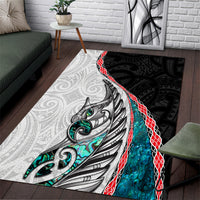 New Zealand Area Rug Manaia Fern and Koru Maori Pattern