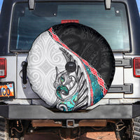 New Zealand Spare Tire Cover Manaia Fern and Koru Maori Pattern LT03 Black - Polynesian Pride