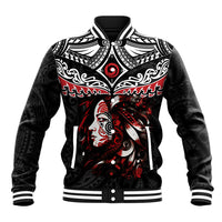 New Zealand Maori Girl Baseball Jacket Silver Fern and Koru Pattern LT03 Unisex Black - Polynesian Pride
