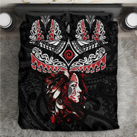 New Zealand Maori Girl Bedding Set Silver Fern and Koru Pattern