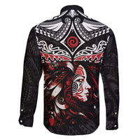 New Zealand Maori Girl Family Matching Off Shoulder Long Sleeve Dress and Hawaiian Shirt Silver Fern and Koru Pattern LT03 - Polynesian Pride