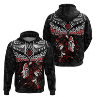 New Zealand Maori Girl Zip Hoodie Silver Fern and Koru Pattern LT03 - Polynesian Pride