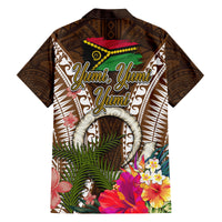 Vanuatu Selebretem 44th Indipendens Dei Family Matching Off Shoulder Short Dress and Hawaiian Shirt Yumi Pig Tusk and Namele Fern
