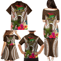 Vanuatu Selebretem 44th Indipendens Dei Family Matching Puletasi and Hawaiian Shirt Yumi Pig Tusk and Namele Fern