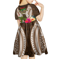 Vanuatu Selebretem 44th Indipendens Dei Kid Short Sleeve Dress Yumi Pig Tusk and Namele Fern