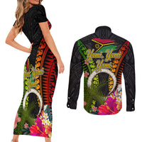 Vanuatu Independence Day Couples Matching Short Sleeve Bodycon Dress and Long Sleeve Button Shirt Tugeta Yumi Selebretem Indipendens Dei