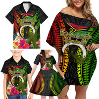 Vanuatu Independence Day Family Matching Off Shoulder Short Dress and Hawaiian Shirt Tugeta Yumi Selebretem Indipendens Dei