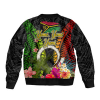 Vanuatu Independence Day Sleeve Zip Bomber Jacket Tugeta Yumi Selebretem Indipendens Dei