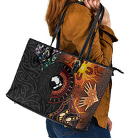 New Zealand and Australia Together Leather Tote Bag Maori Tattoo Paua Shell mix Aboriginal Pattern LT03 - Polynesian Pride