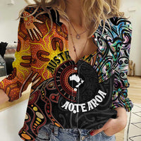 New Zealand and Australia Together Women Casual Shirt Maori Tattoo Paua Shell mix Aboriginal Pattern