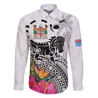 Fiji Iguana Family Matching Off The Shoulder Long Sleeve Dress and Hawaiian Shirt Tapa Tribal Tattoo and Hibiscus