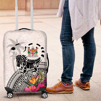 Fiji Iguana Luggage Cover Tapa Tribal Tattoo and Hibiscus LT03 White - Polynesian Pride