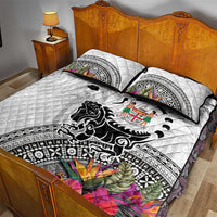 Fiji Iguana Quilt Bed Set Tapa Tribal Tattoo and Hibiscus