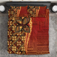 Samoan Pacific Tribal Flower Geometric Art Tattoos Bedding Set Siapo Pattern Flame Sunset - Polynesian Pride