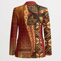Samoan Pacific Tribal Flower Geometric Art Tattoos Blazer Siapo Pattern Flame Sunset - Polynesian Pride